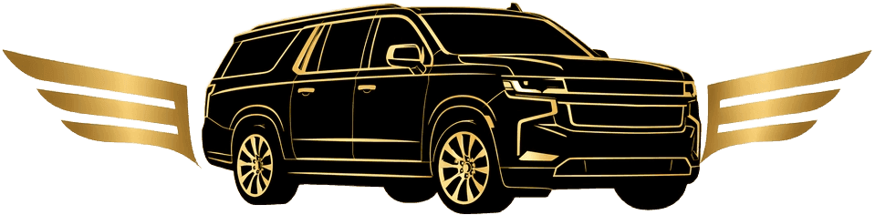 Black Luxury Limousine black and gold SUV logo